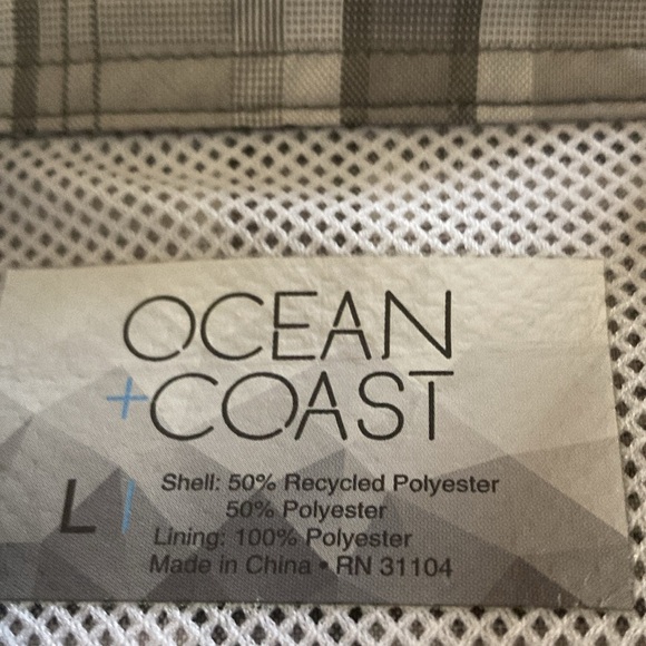 Ocean & Coast mens button down short sleeve shirt Lg gray plaid outdoor active - Picture 5 of 11